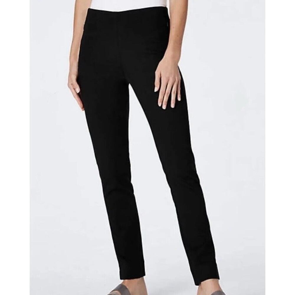 J. Jill Size MP M Petite Pants Ponte Slim Leg Black Knit Pull On Women's Stretch